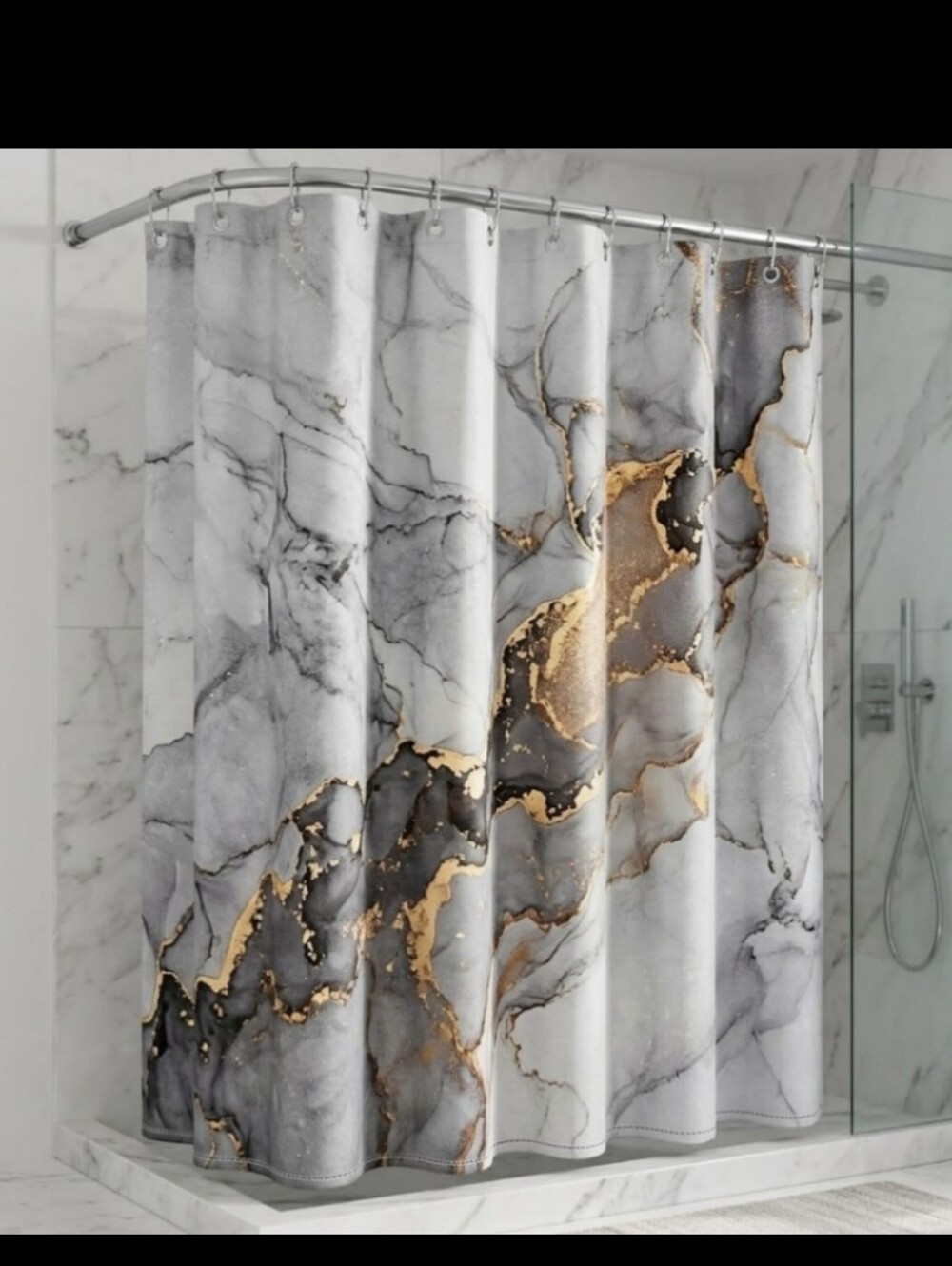 NEW! Luxury Nordstrom Gold Marble Shower Curtain Bathroom Curtain NWT